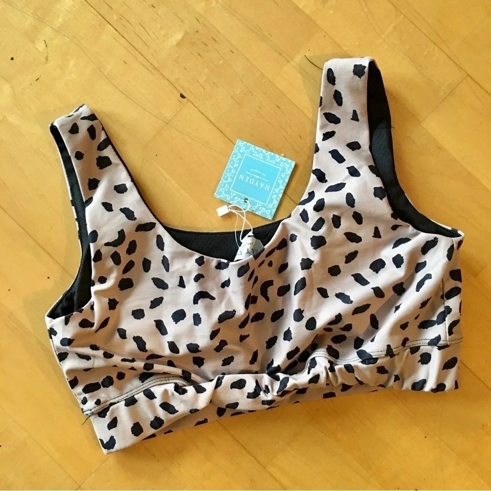 Hayden Sports Bra, Tan, Black, Size S - Picture 2 of 8